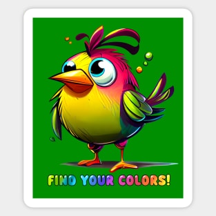 Cute Rainbow Bird Find Your Colors Sticker